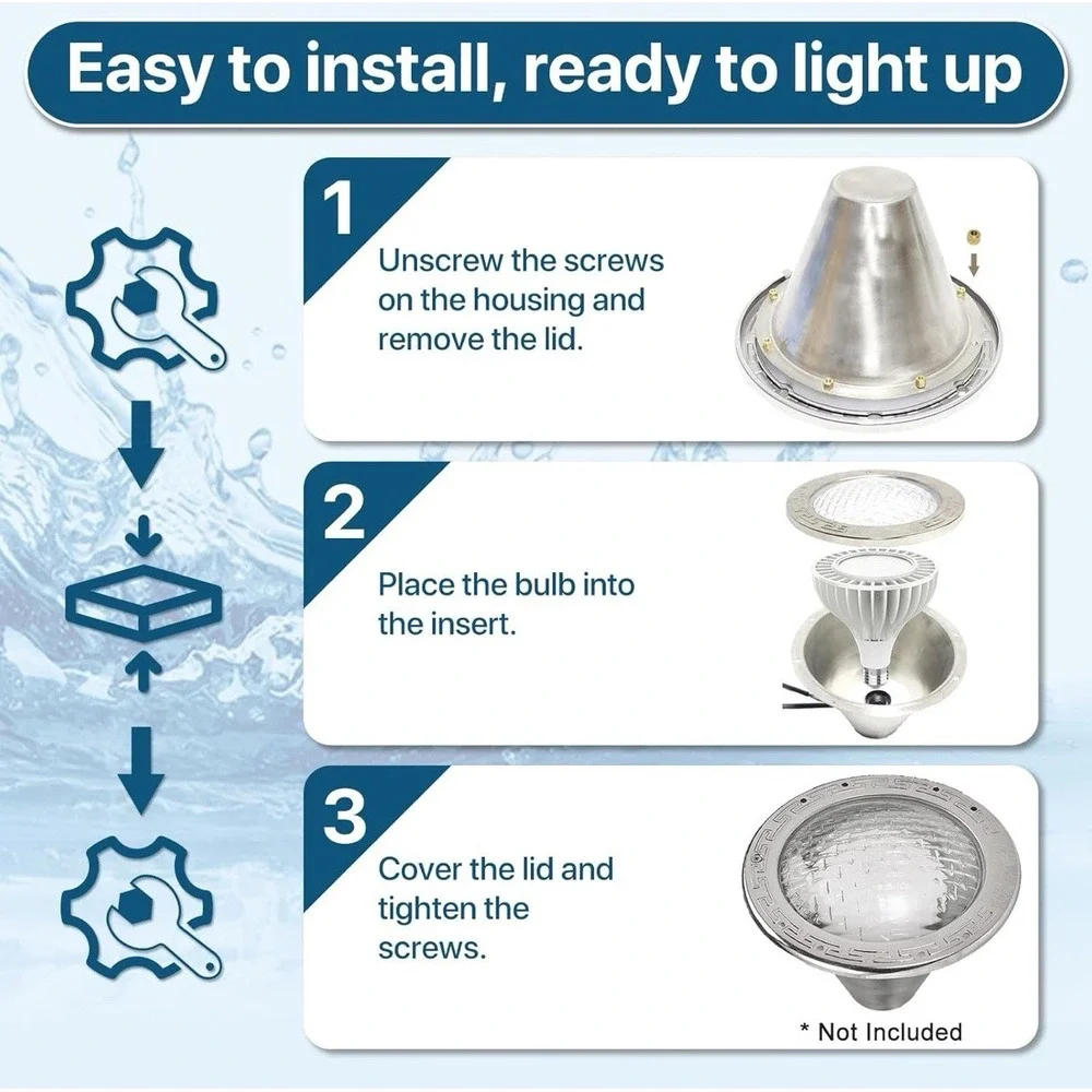 PAR38 50W LED Pool Light Bulb 6500K Daylight E26/E27 Pentair Hayward Inground